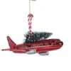 Glass Festive Plane With Christmas Tree Hanging Decoration