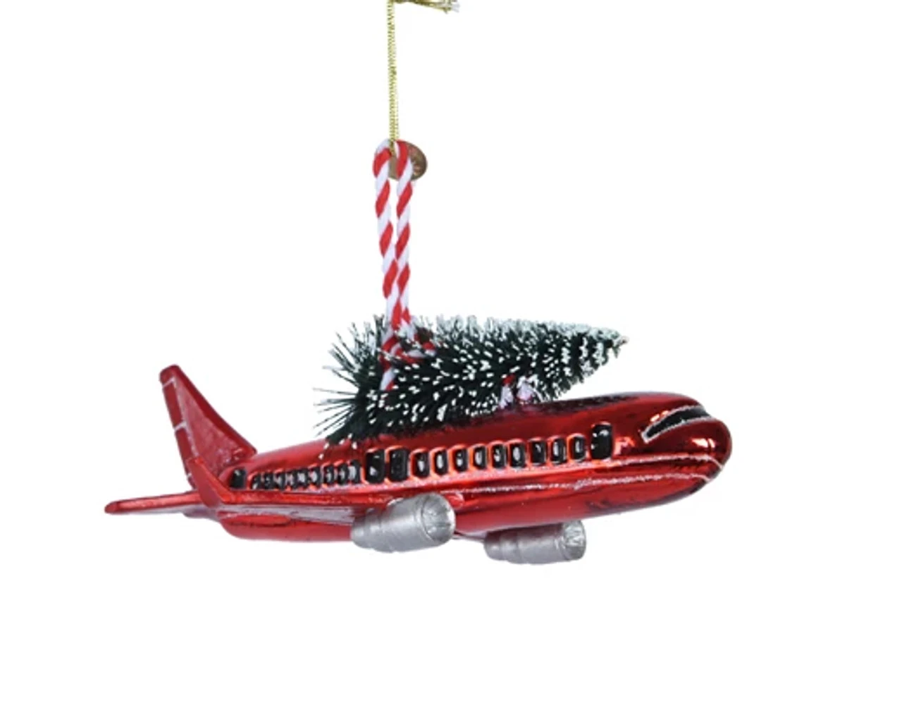 Glass Festive Plane With Christmas Tree Hanging Decoration 3 Glass Festive Plane With Christmas Tree Hanging Decoration