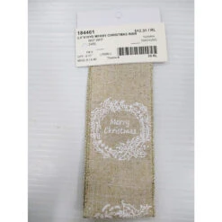 Merry Christmas Log Natural Coloured Ribbon