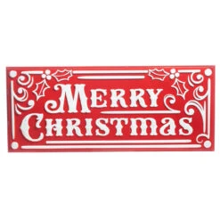 27.75 Inches Merry Christmas Embossed Metal Sign