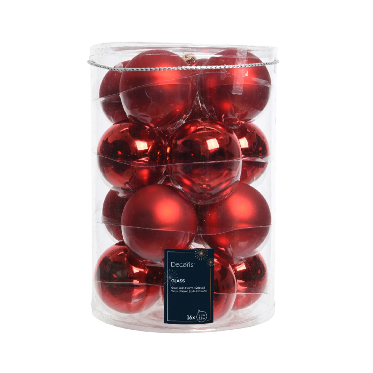 Christmas Red 16 Piece Glass Baubles 3 Christmas Red 16 Piece Glass Baubles