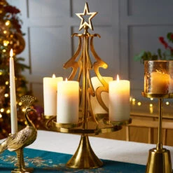 Gold Christmas Tree Candle Holder