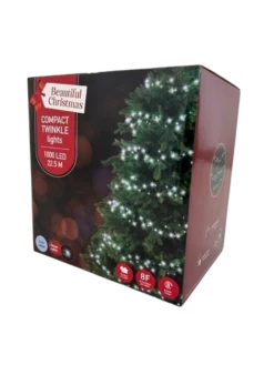 Beautiful Christmas Compact Lights With 1000 Cool White Lights And Green Cable