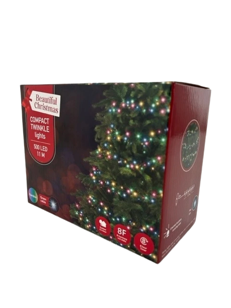 Beautiful Christmas Compact Lights With 500 Rainbow Lights & Green Cable 3 Beautiful Christmas Compact Lights With 500 Rainbow Lights & Green Cable