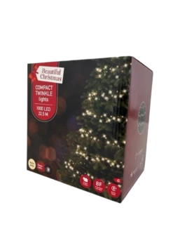 Beautiful Christmas Compact Lights With 1000 Warm White Lights And Green Cable