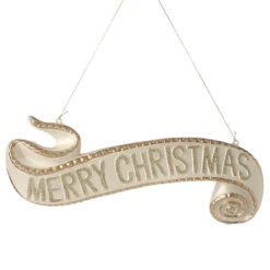 Merry Christmas Scroll Sign - Pearl - 15 Inches