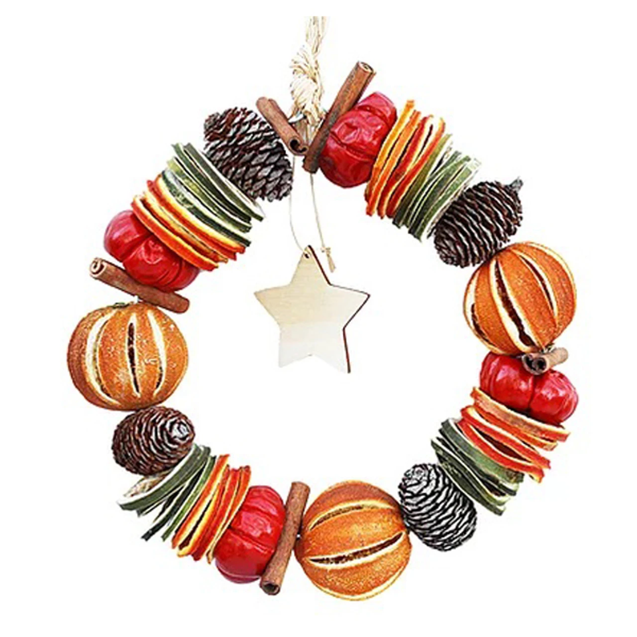 Christmas Orange Circle With Wooden Star Wreath 3 Christmas Orange Circle With Wooden Star Wreath